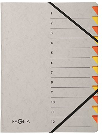 Pagna 44312-12 Ordnungsmappe 12 Fächer Easy Grey 1-12 orange