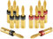 POPPSTAR 12x High End Bananensteckerl (bis 4 mm² verschraubt, verlötet 5 mm², 24k vergoldet, 6x schwarz, 6x rot)