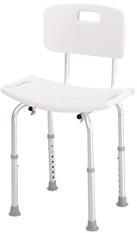 HOMCOM Bath Chair Shower Stool Safety Seat Bathroom Adjustable Positions Elderly Aids