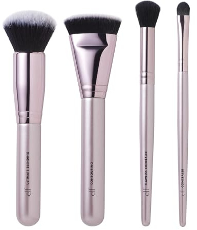 e.l.f. Foundation & Concealer Brush Set, Brushes For Face Makeup, Made With Synthetic Bristles, Vegan & Cruelty-Free