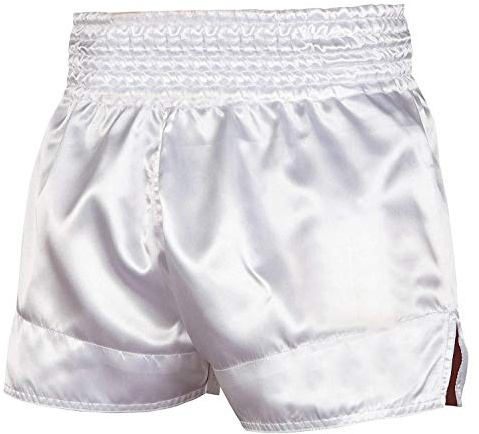 ROAR Muay Thai Shorts Mens Fight Shorts MMA Grapplig Kick Boxing Training Fitness Trunks Martial Arts (White, Large)