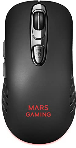 Mars Gaming , MMW2, Ratón Gaming Inalámbrico, RGB Flow, 3200 dpi, Soft-Touch, Negro