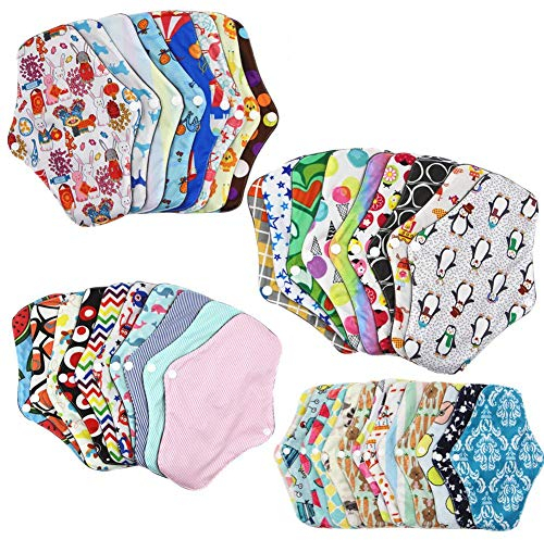LUNAH Packung mit 1/5/10 waschbaren Damenbinden aus Stoff, waschbaren Slipeinlagen aus Bambusfaser, waschbaren Damenbinden, waschbaren Damenbinden aus Bambusfaser, wiederverwendbaren Damenbinden