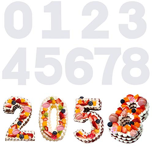 SAVITA 9 Pezzi 31 cm 0-8 Numero Stencil Torta, Modelli Piatti in Plastica Numero Stampo Torta Taglio Stencil per Fai da Te Natale Matrimonio Compleanno Anniversario Torte Biscotto