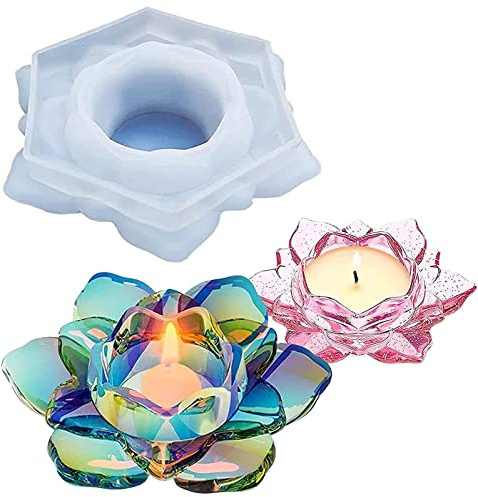 Guanyj Moules en Silicone pour Fleurs de Lotus Résine époxy Bougies Chauffe-Plat Fabriquer des Bougeoirs,Cendriers,Décoration la Maison, 11,5 * 13 3,9 cm