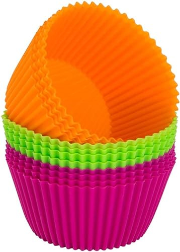 Webake Extra Groß Silikon Muffinförmchen 11 cm 12 Stück Muffinform Cupcake Formen Wiederverwendbar Muffin Backform für Kuchen, Eis, Pudding, Gelee