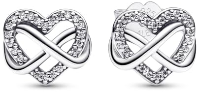 PANDORA Moments Funkelnde Unendlichkeits-Herz Ohrstecker aus Sterling Silber mit Zirkonia in der Farbe Silber, 292667C01