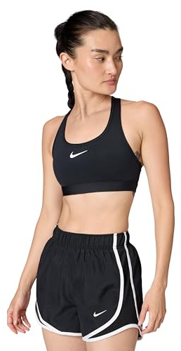 NIKE DX6821-010 W NK SWSH MED SPT Bra Sports Bra Women's Black/White Size XL