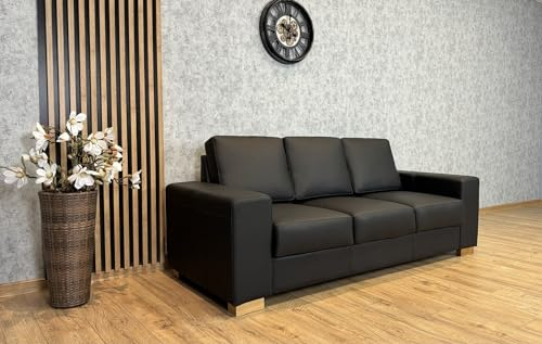 Quattro Meble Schwarz Echtleder 3 er Sofa California Rindsleder Ledersofa Ledercouch Leder Couch (Breite 230 cm)