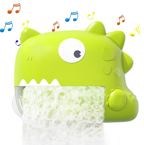 Jouet de bain pour bébé - Jouet de bain pour bébé - Dinosaure - Machine à bulles avec musique - Machine à bulles automatique avec 12 chansons - Cadeau pour les enfants à partir de 1, 2, 3 ans