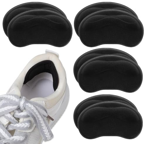 Sibba Heel Cushion Pads, 4 Pair Self-Adhesive Heel Grips Inserts for Boots Loose Shoes Too Big, Anti Blister Shoe Liners Heel Protectors, Reusable Heel Guards Liners for Women Men, Improve Shoe Fit