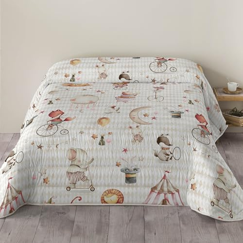 NATURALS Edredón Nórdico Infantil Estampado 300 Gramos - Cama 90-100% Microfibra, Tacto Suave, Gran Comodidad, Certificado OEKOTEX Standard 100 - Colección 2024/2025 (Circus, 180x260 cm)