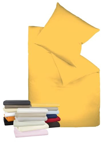 liebling Bettwäsche Interlock Jersey 155 x 220 cm, Farbe Sonnengelb, Bettbezug aus 100% Baumwolle, edler Glanz, waschbar 60 Grad, Ökotex 100