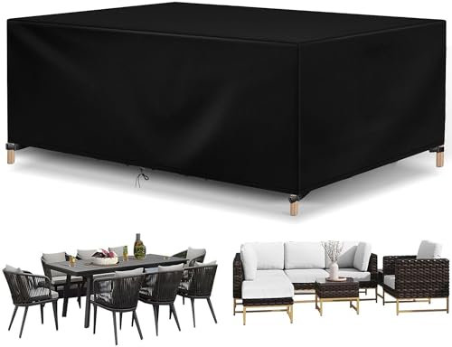 Gartenmöbel Abdeckung Wasserdicht Winterfest Multi Größe Schutzhülle Gartenmöbel Rechteckig Gartentisch Abdeckplane Gartenmöbel Loungemöbel Winddicht Anti-UV Abdeckhauben für Möbelsets 200x160x74cm