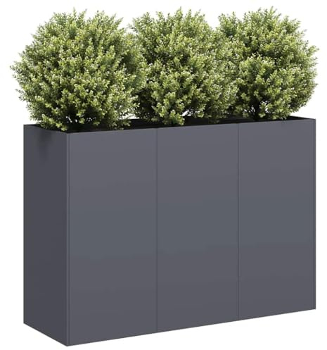 Homgoday Jardinera de Acero Laminado en frío Antracita 120x40x80 cm Jardinería para Cultivo de Flores Plantas Hierbas Huerto Urbano para Jardín Terraza Patio Balcón