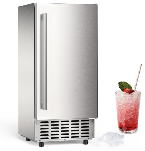 COWSAR Commercial Under Counter Nugget Ice Maker Machine, 68Lbs/Day Ice Maker with Double Ice Baskets, Bulit-in Freestanding Ice Machine, 24H Timer & Self-Cleaning, for Commercial & Home Use(Silver)