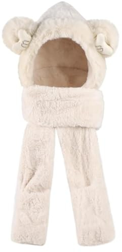 wedfcvrt Kids 3 In 1,Hat Scarf Gloves Winter Plush Panda,Cute Panda Winter Warm,Cute Cartoon Rabbit Earflaps Hat Long Scarfs With Mittens Neck Warmer For Girls Boys Years Old Birthday Gift