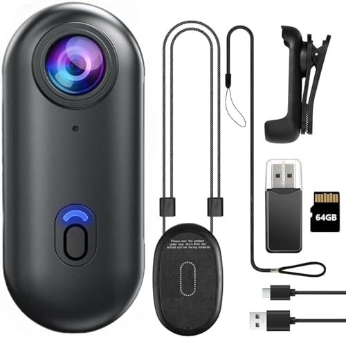 Mesalay 64GB 1080P Mini Thumb Action Camera,Audio-Video Recording, Portable Vlogging Camera, Wearable Small Body Camera, Hands Free POV Video Recorder for Motorcycle, Bike, Work, Travel, Pet Walking