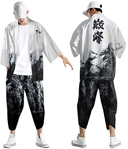 Zanisouta Haori - Kimono de verano para hombre, cárdigan japonés, ropa tradicional, bata taoísta, chaqueta de manga larga, transpirable, traje informal, traje de estilo chino, capa exterior