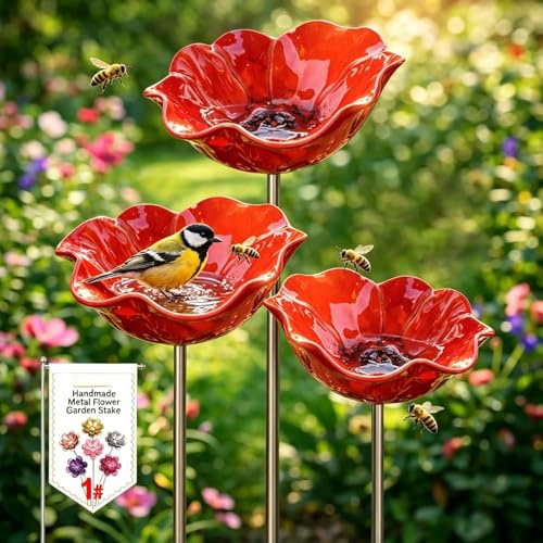 Lot de 3 Bain d'oiseaux Extérieur,Bird Bath Vasque de Jardin Extérieur