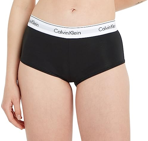 Calvin Klein Damen Hipster Boyshort aus Baumwolle mit Stretch, Schwarz (Black), L