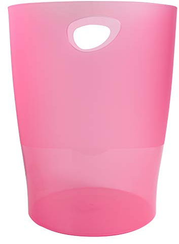 Exacompta 45354D ECOBIN Papierkorb 15 Liter mit Griffen. Eleganter und robuster Papierkorb und Mülleimer im modernen Design himbeer