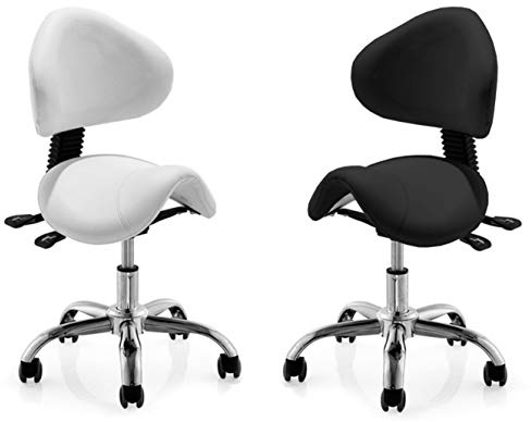 Polironeshop Land - Tabouret de Selle Ergonomique pour Esthéticienne, Studio de Tatouage et Physiothérapie, Confort Optimal et Mobilité Facile (Noir)