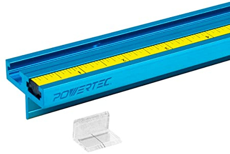 POWERTEC 71131 Aluminum Double T-Track Fence Cap Kit, Right to Left Adhesive Tape Measure and Plastic Insert, Anodized Blue