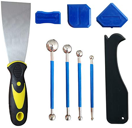 Sellador de silicona para calafatear, herramientas de alisado, sellador más suave, perfilador de acabado de calafateo, aplicador anterior, 9 piezas