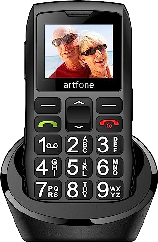 artfone Big Button Mobile Phone for Elderly,Upgraded GSM Mobile Phone With SOS Button | Talking Number | 1400mAh Battery | Dual SIM Unlocked | Torch Side Buttons | Bluetooth | Charging Dock(Black)