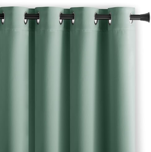 AmeliaHome Blackout Cortina de 140 x 245 cm, Color Menta, 1 Unidad, con Ojales, Opaca, decoración de Ventanas, Color Negro