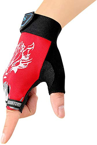 Kids Half Finger Gloves Summer Cycling Sport Gloves Girls Boys Non-Slip Gel Short Gloves Shockproof Fingerless Mitts Breathable UV Protection Outdoor Gloves for Children Motorcycle Bike Riding Camping