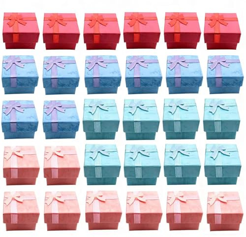 Markeny 32 Pcs Gift Box Set Ring for Ring and Earring Jewelry Anniversaries, Weddings, Birthdays, 4Color