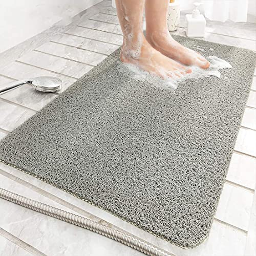 Bath Mat for Inside Shower,60x90cm Loofah Shower Mat Non Slip Anti Mould Antibacterial Soft PVC Bath Mat for Bathroom Wet Shower Areas