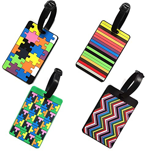 Etichette per Bagagli Etichette Colorate,4 pezzi Targhette Valigia,Viaggia Bagagli Tag,per Viaggio Holiday Deposito Bagaglio, Borse da Viaggio,Prevenire lo smarrimento dei bagagli