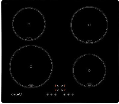 Cata Placa de Inducción IB 6304 BK/A con 4 Zonas de Cocción. Control Táctil y 9 Niveles de Potencia Regulables y Alarma Ancho 59cm Color Negro