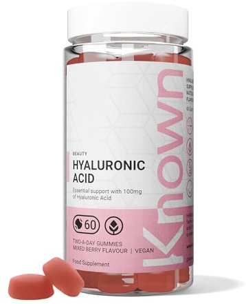 Known Delicious Hyaluronic Acid Gummies - 100mg of HA - Supports Skin Hydration - Natural Mixed Berry Flavour - 60 Vegan Gummies, 1 Month Supply