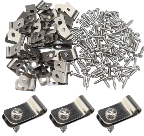 Zaundrahtklemmen Kabelschellen Metall Zaunklammern Edelstahl Drahtklammern Landwirtschaft Zaun Befestigungsklammern mit Schrauben für Holzzaun Gartenzaun (50 Stück)