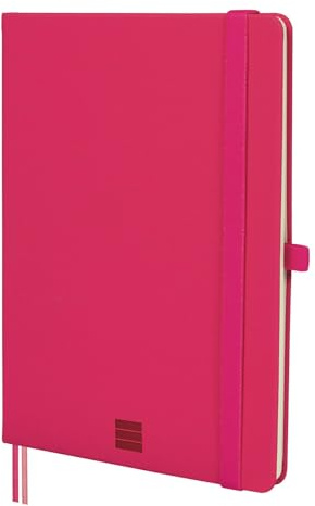 FINOCAM – Nexo Notebook Hard Cover Plain Fuchsia | A5 Notebook with Micro-Perforated Pages | Pocket and Pen Holder | 72 Pages, Ideal for Writing and Drawing