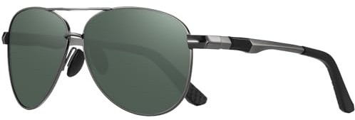 LEDING&BEST Lunettes de soleil polarisées pour pilotes - Hommes/Femmes - Modèle ultraléger - Protection UV400 - Monture métal incassable - Conduite, Pêche, Course,Sports Avec Lunettes de Soleil