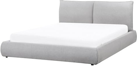 Beliani Classic Upholstered Waterbed EU King Size 5ft3 Frame with Mattress Polyester Fabric Light Grey Vinay