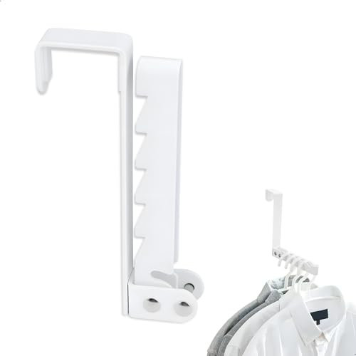 Appendiabiti Pieghevole, Appendi Abiti da Porta Senza Fori, Da Porta Per 5 Scanalature, Antiscivolo Abiti, Asciugamani, Cappotti, Borse, Appendiabiti, Guardaroba Estensibile, Ventilatore Abiti