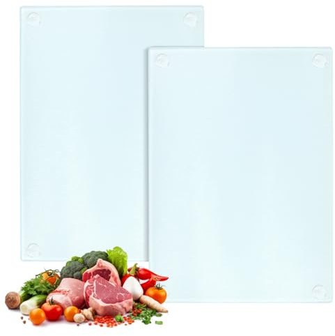 Tagliere in vetro, 28 x 20 cm, set di taglieri in vetro, taglieri per alimenti, taglieri in vetro, tagliere per tagliare carne, pane, verdure e frutta