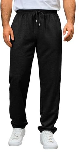 Runcati - Pantaloni da jogging da uomo, Regular Fit, pantaloni sportivi lunghi, casual, per il tempo libero, fitness, sweathose, con vita elastica, trainingshose con coulisse, Nero , M