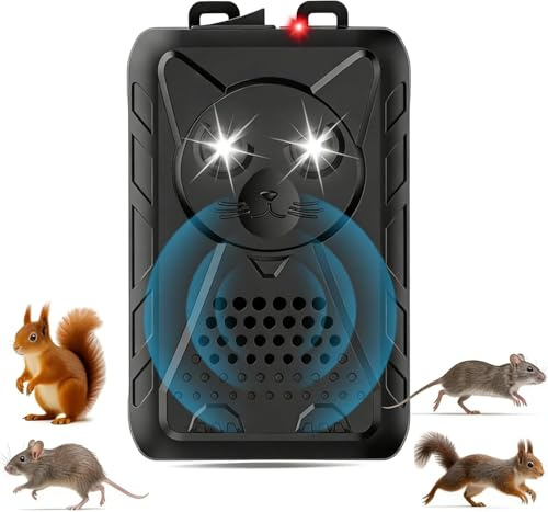 Repellente Topi per Auto,Efficace dissuasore per martore ad ultrasuoni con luce lampeggiante, protezione per martore ad ultrasuoni, 20 – 50 kHz, per vano motore, auto, soffitta, casa, giardino