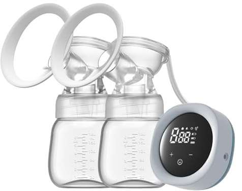 Sacaleches Eléctrico Manos Libres,Pantalla LCD,con 3 Modos y 9 Niveles de Succión,Menos Ruido con Bridas de 17/19/21 mm a Prueba de Fugas Extractor de Leche Inalámbrico Sin BPA (light blue, 21mm)