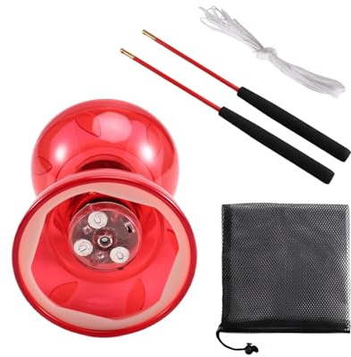 Rastapulz Diabolo Chinese Yoyo Set trippellager Diabolo kinesisk med färgglada lampor 2 pinnar snöre och nätpåse
