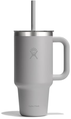 Hydro Flask – Travel Tumbler 936 ml (32 oz) with Clear Press-In Straw Lid – Acciaio Inox – Isolamento a Doppia Parete Sottovuoto – Resistente agli Schizzi – Birch