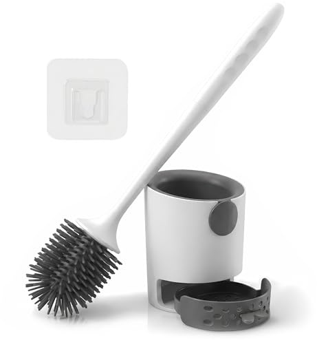 Escobilla de Baño Silicona NAICOK – Escobilla WC Silicona Adhesiva sin Taladro para Pared con Soporte Ventilado de Secado Rápido, Diseño Higiénico Minimalista