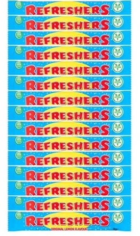 15 x Refreshers Lemon Chew Bars Individually Wrapped Sweets Bulk Multipack - Retro Fizzy Sherbet-Filled Lemon Flavour Chewy Bar Nostalgic Candy Treat, Vegetarian-Friendly, For Gifting, Sharing & Parti